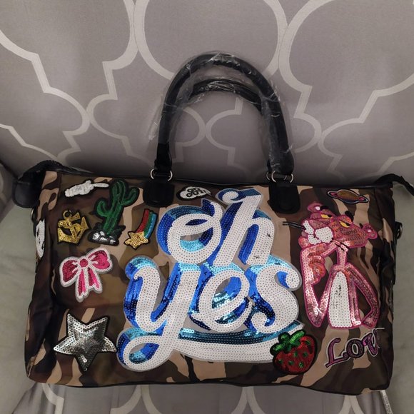 Sequined Patches travel bag camouflage carry all - Picture 1 of 8